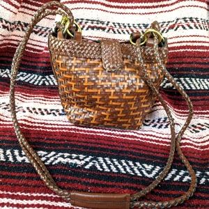 Vintage Woven Bucket Crossbody